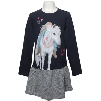 Jurk (Blauw, Grijs) van Miss Melody Katoen, Elastaan