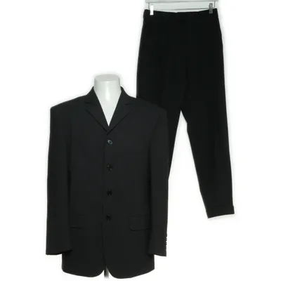 Suit (Black, Gray) from Murrey Polyester, Wool
