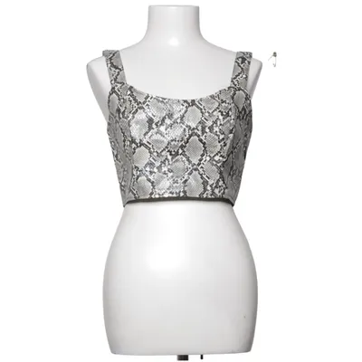 Crop top (Snake Printed PU Crop Top) från Linn Ahlborg x NA-KD Polyester, Polyuretan