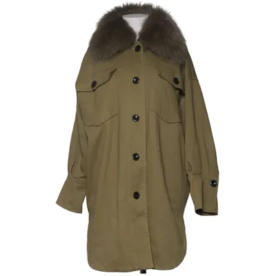 Coat (Green) from Meotine Polyester, Viscose