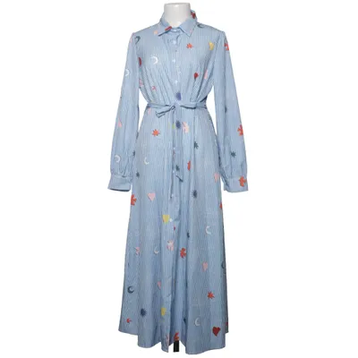 Robe chemise (Bleu, Blanc, Multicolore) de Shein Élasthane, Polyester