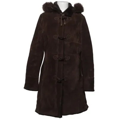 Shearling jas (Bruin) van Saki Acryl, Leer