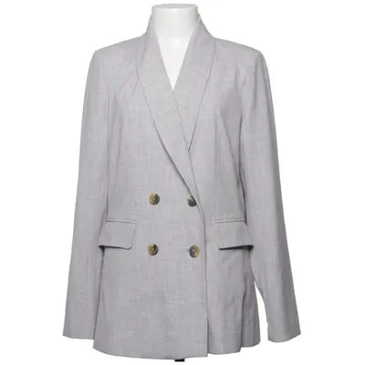 Blazer (Gray) from JustFab Elastane, Polyester, Viscose