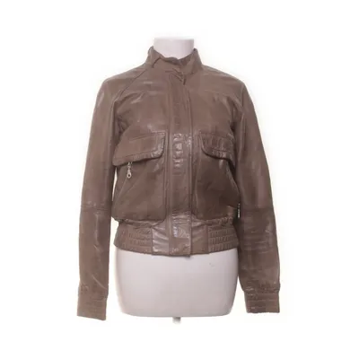 Läderjacka (Brun) från Massimo Dutti Woman Polyester, Viskos