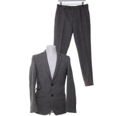 Suit (Black, White) from Gianni Feraud Cashmere, Polyester, Wool