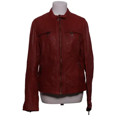 Veste en cuir (Rouge) de Prato Coton, Cuir, Polyester