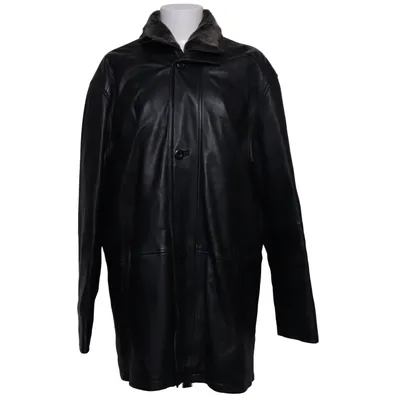 Leather coat (Black) from Werther Acetate, Leather, Polyamide, Polyester