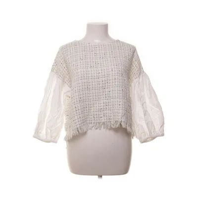 Blouse (Beige, White) from Zara Cotton