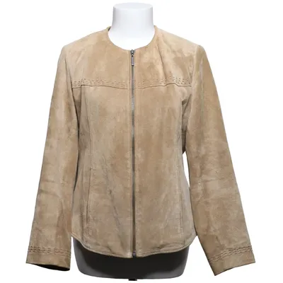 Leren jack (Beige) van Saki Leer, Polyester