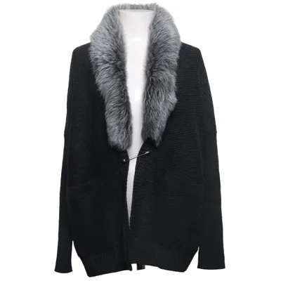 Cardigan (Gris) de Club Monaco Cachemire, Élasthane, Fourrure, Nylon
