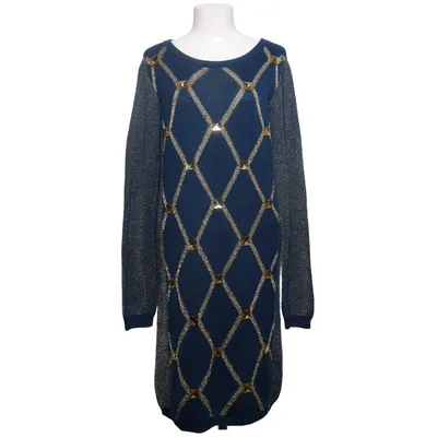 Robe (Bleu, Or, Gris) de Edith & Ella Acrylique, Fibre métallique, Laine