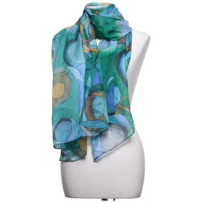 Sjaaltje (Blauw, Groen, Meerkleurig) van Vive Zijde, Viscose