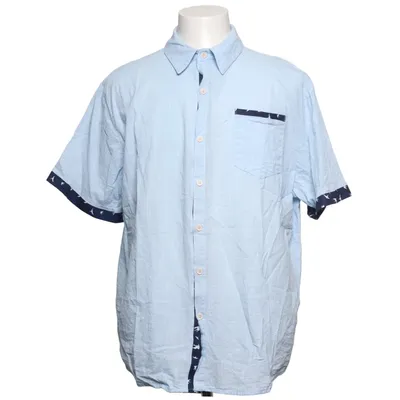 Short sleeve shirt (Blue) Cotton, Linen