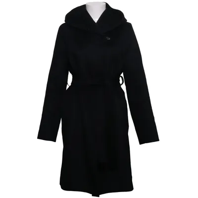 Coat (Black) from Hollies Fox fur, Polyester, Wool