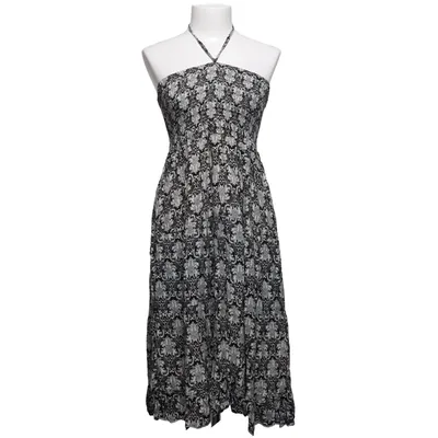 Halterneck-kjole (Sort, Hvid) fra Zeva Bomuld, Polyester