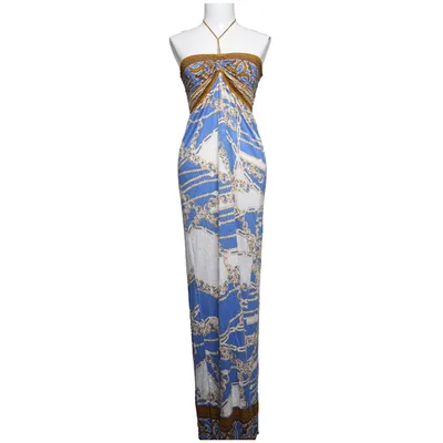 Robe longue (Bleu, Blanc, Marron) de Halé Bob Viscose