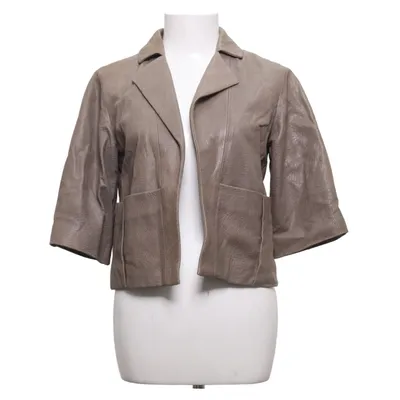 Läderjacka (Beige) från Strenesse Acetat, Bomull, Kupro, Skinn