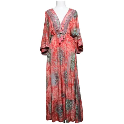 Långklänning (Röd, Turkos, Flerfärgad) från Isg Garment Silke