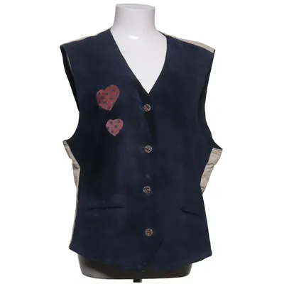Leren vest (Blauw, Beige) van Distler Acetaat, Katoen, Leer, Linnen, Polyamide