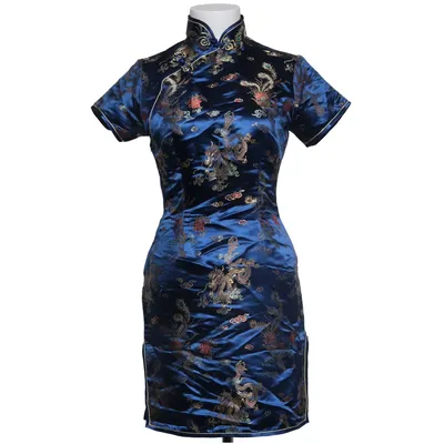 Cheongsam (Bleu, Multicolore) de Simeifashion Viscose