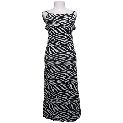 Maxi dress (Black, White) from Zara Polyamide, Viscose