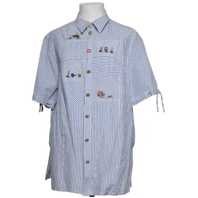 Chemise à manches courtes (Bleu, Blanc) de Meico Coton, Polyester