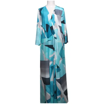 Maxi jurk (Blauw, Wit, Zwart) van Ulla Popken Elastaan, Polyester