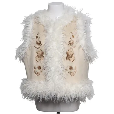 Outer vest (Beige, White) from Indiska Elastane, Polyester
