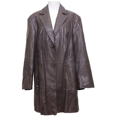 Veste longue en cuir (Marron) de Samoon by Gerry Weber Acétate, Cuir