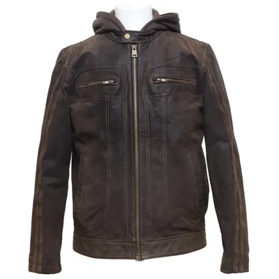 Leather jacket (Brown) from Black Rivet Cotton, Leather, Polyester