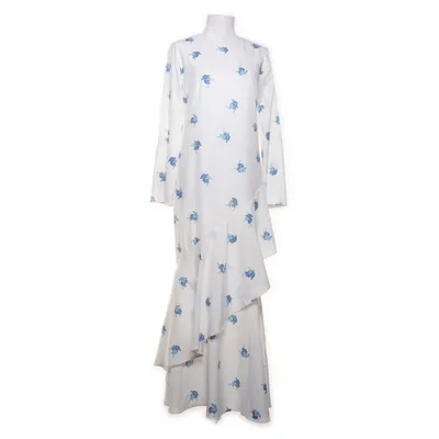 Maxikjole (Hvid, Blå) fra Shein Elastan, Polyester