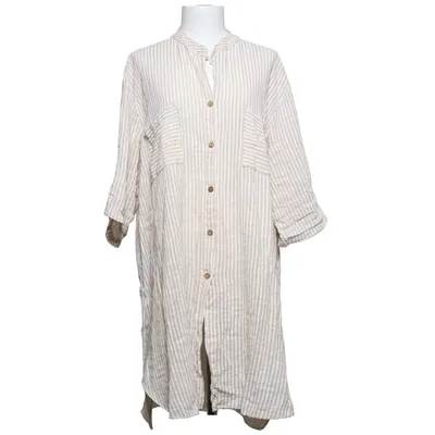 Shirt dress (Beige, White) from Made in italy Cotton