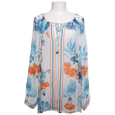 Blouse (Wit, Blauw, Oranje) van Malvin Viscose