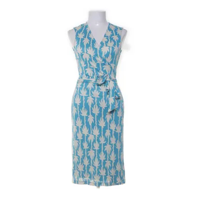 Slå-om-kjole (Hvid, Blå) fra Diane von Furstenberg Vintage Silke