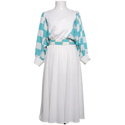 Dress (White, Blue) from ANN Polyester