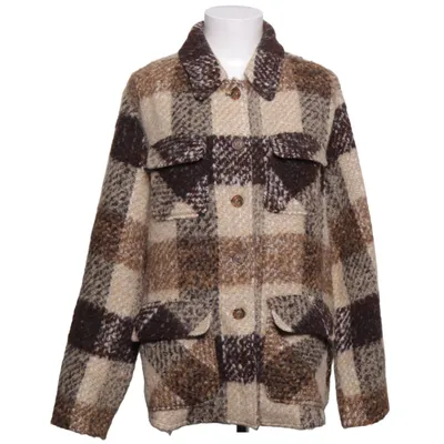 Skjortejakke (Brun, Beige, Hvid) fra SAND Copenhagen Akryl, Alpacauld, Bomuld, Polyester, Viscose