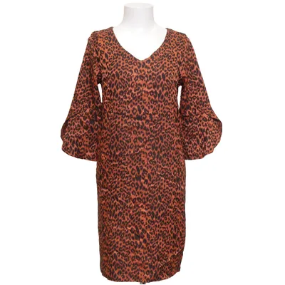 Jurk (Bruin, Zwart, Meerkleurig) van Not Elastaan, Polyester, Viscose
