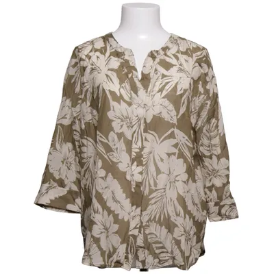 Blouse (Green, Beige) from NH Cotton, Silk