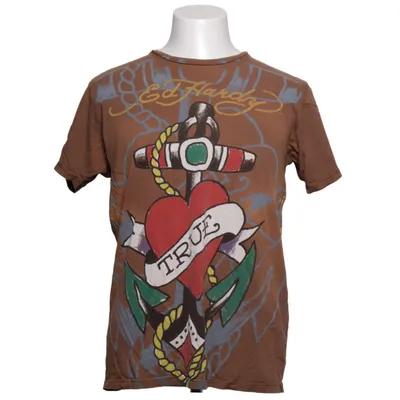 T-shirt (Brown, Multicolored) from Ed Hardy Cotton