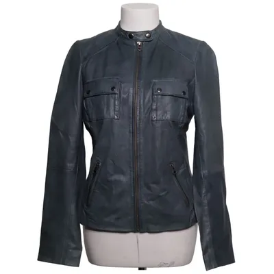 Leather jacket (Gray) from Caroll Cotton, Leather, Polyester