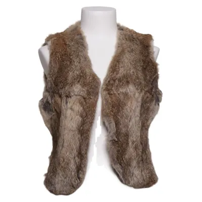 Gilet d'extérieur (Marron) de 7 eleven Polyester, Fourrure de lapin