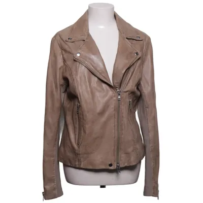 Biker jacket (Brown) from Frontrow Elastane, Leather, Polyester