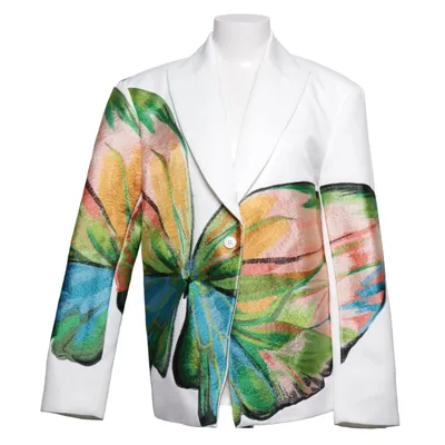 Blazer (White, Multicolored) from Leo Lin Polyester