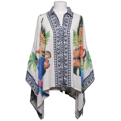 Kaftan (White, Multicolored) from Zeta Otto Cotton, Polyester