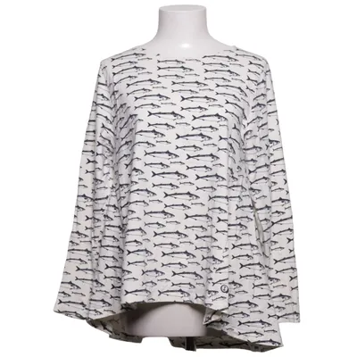Langærmet t-shirt (Hvid, Blå) fra Emma och Malena Bomuld, Elastan