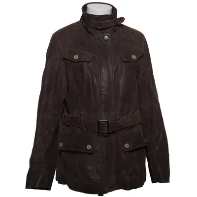 Leather jacket (Brown) from Saki Collection Leather, Polyester