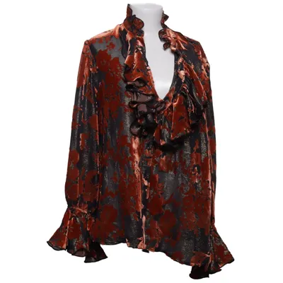 Blouse (Bruin, Zwart, Meerkleurig) van Rich Radi Q'S Zijde, Viscose