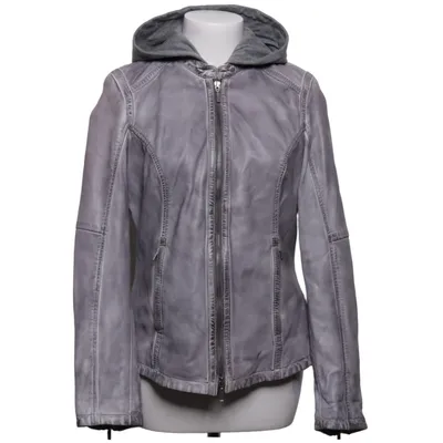 Læderjakke (Grå) fra Aust Bomuld, Læder, Polyester