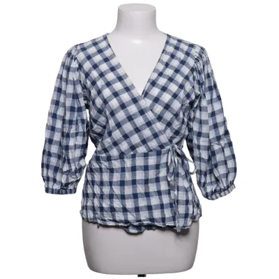 Wickelbluse (Blau, Weiß) von Premium Quality Gina Tricot Baumwolle, Leinen