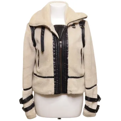 Shearlingjakke (Beige, Sort) fra New Look Polyester, Polyurethan, Viscose